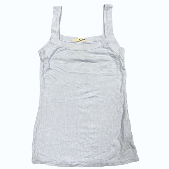 LA made Tops - LAmade Ribbed Light Blue Tank Top Women XS White Micromodal Spandex Basic Cami
